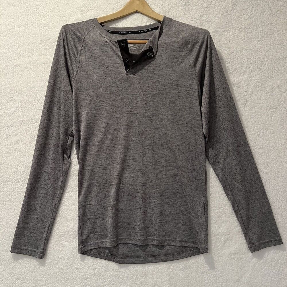 Layer 8 Quick Dry Grey Men's Long Sleeve Lightweight Athletic Pullover Shirt
